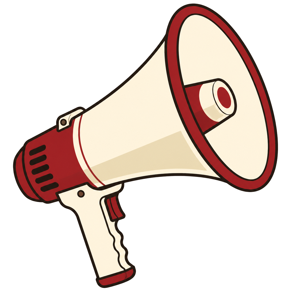 Ilustração de um megafone representando o canal de denúncia